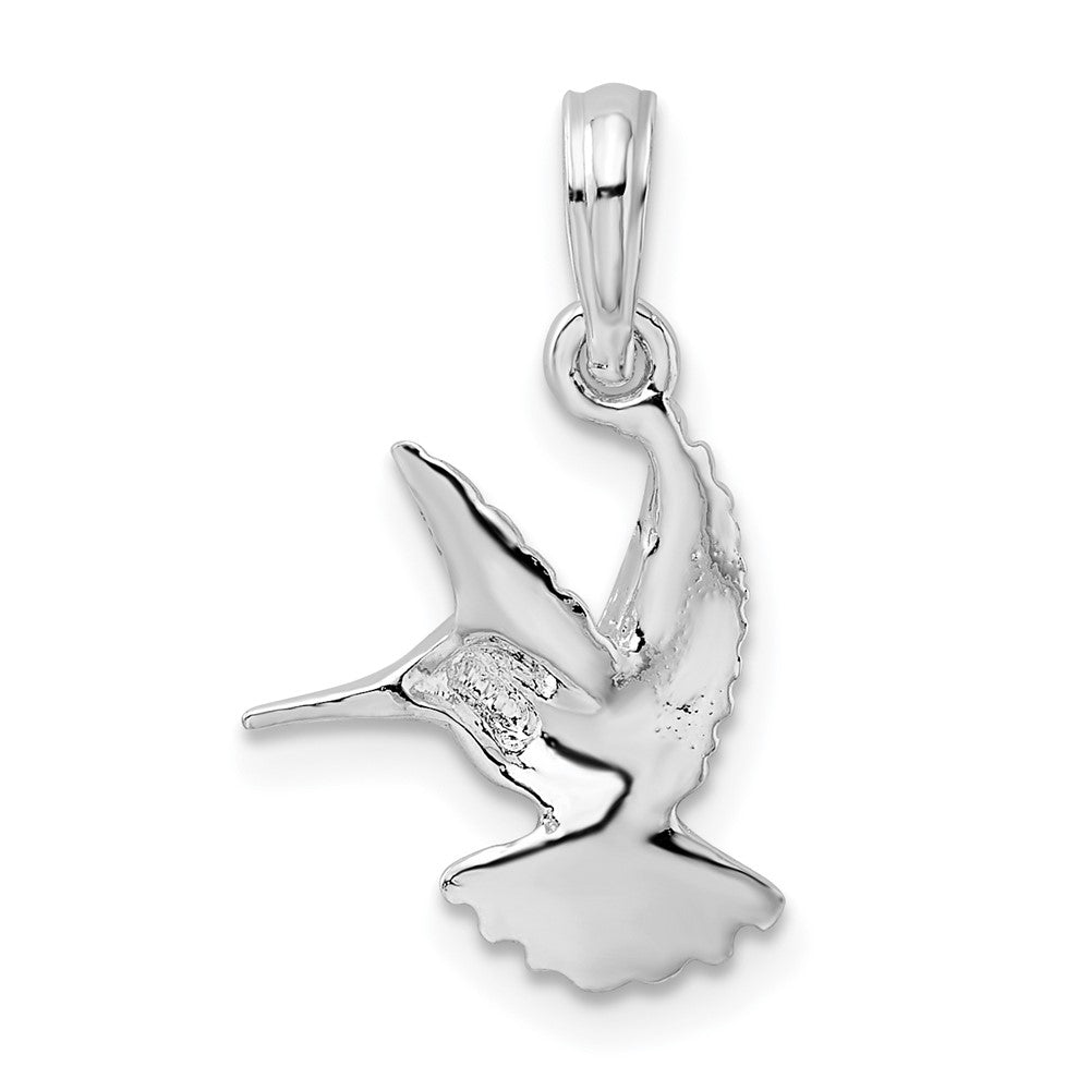 Sterling Silver De-Ani Rhodium-Plated Polished Hummingbird Pendant