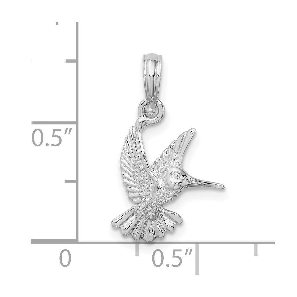 Sterling Silver De-Ani Rhodium-Plated Polished Hummingbird Pendant