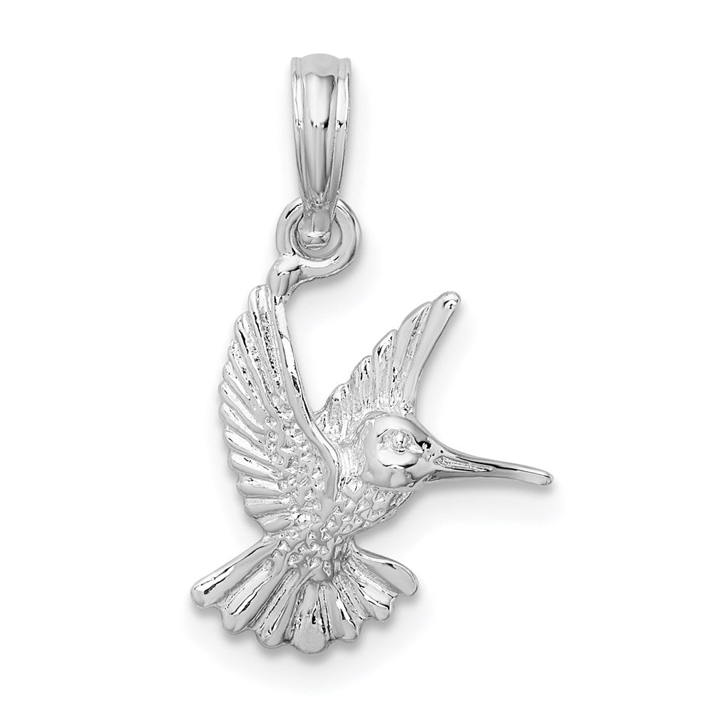Sterling Silver De-Ani Rhodium-Plated Polished Hummingbird Pendant
