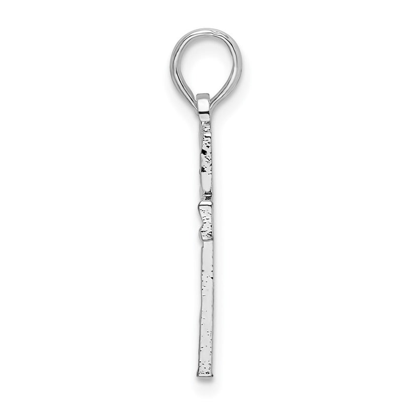 Sterling Silver De-Ani Rhodium-Plated All-Over Diamond-Cut Latin Cross Pendant