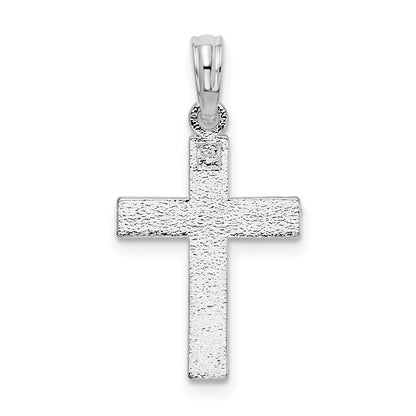 Sterling Silver De-Ani Rhodium-Plated All-Over Diamond-Cut Latin Cross Pendant