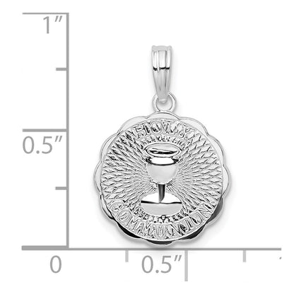 Sterling Silver De-Ani Rhodium-Plated Scalloped Holy Communion Pendant