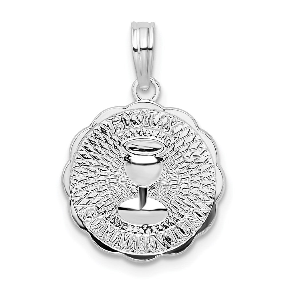 Sterling Silver De-Ani Rhodium-Plated Scalloped Holy Communion Pendant