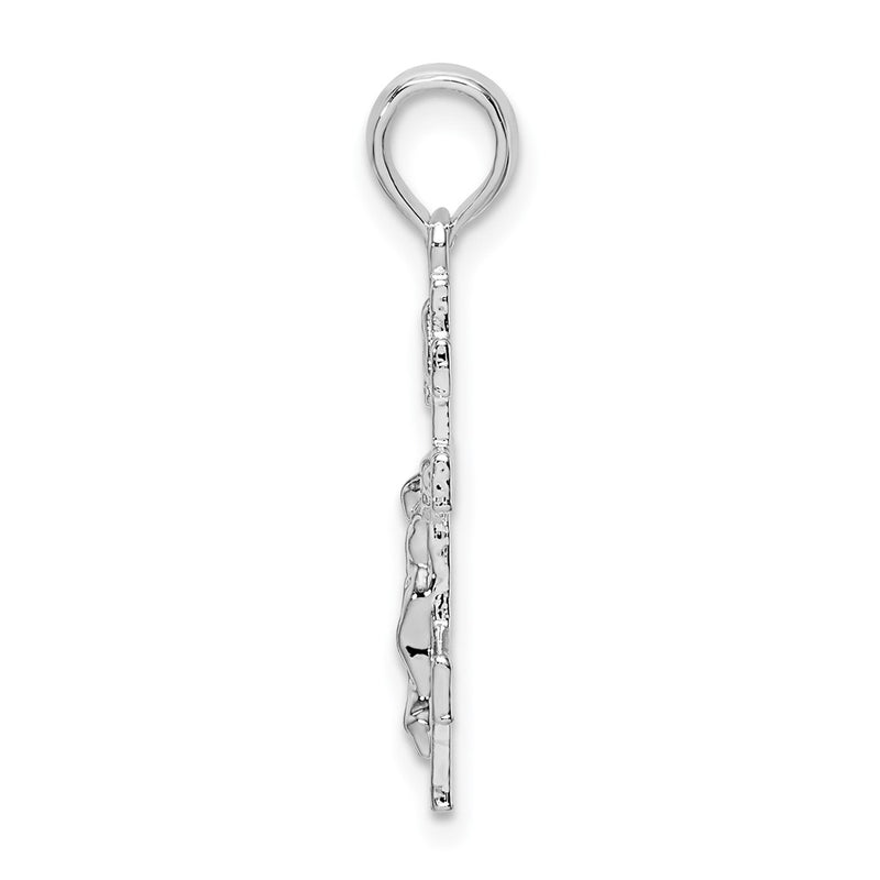 Sterling Silver De-Ani Rhodium-Plated Polished Byzantine Crucifix Pendant