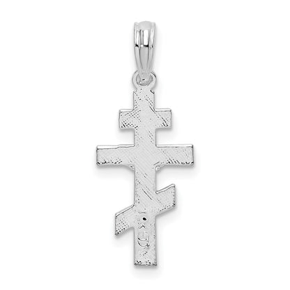 Sterling Silver De-Ani Rhodium-Plated Polished Byzantine Crucifix Pendant