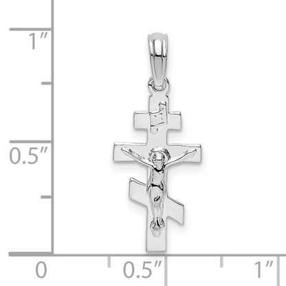 Sterling Silver De-Ani Rhodium-Plated Polished Byzantine Crucifix Pendant