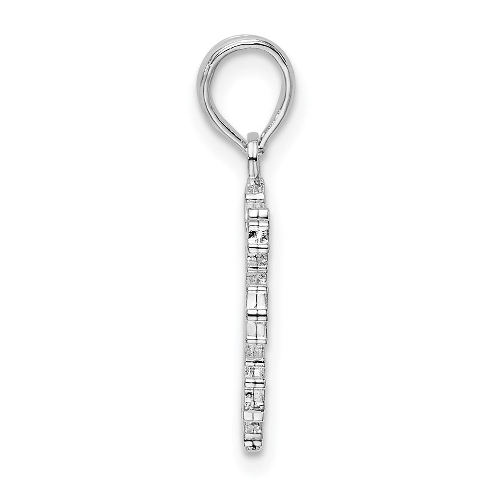 Sterling Silver De-Ani Rhodium-Plated Polished Cut-Out Snowflake Pendant
