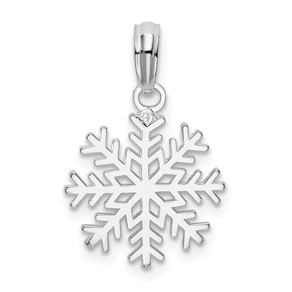Sterling Silver De-Ani Rhodium-Plated Polished Cut-Out Snowflake Pendant