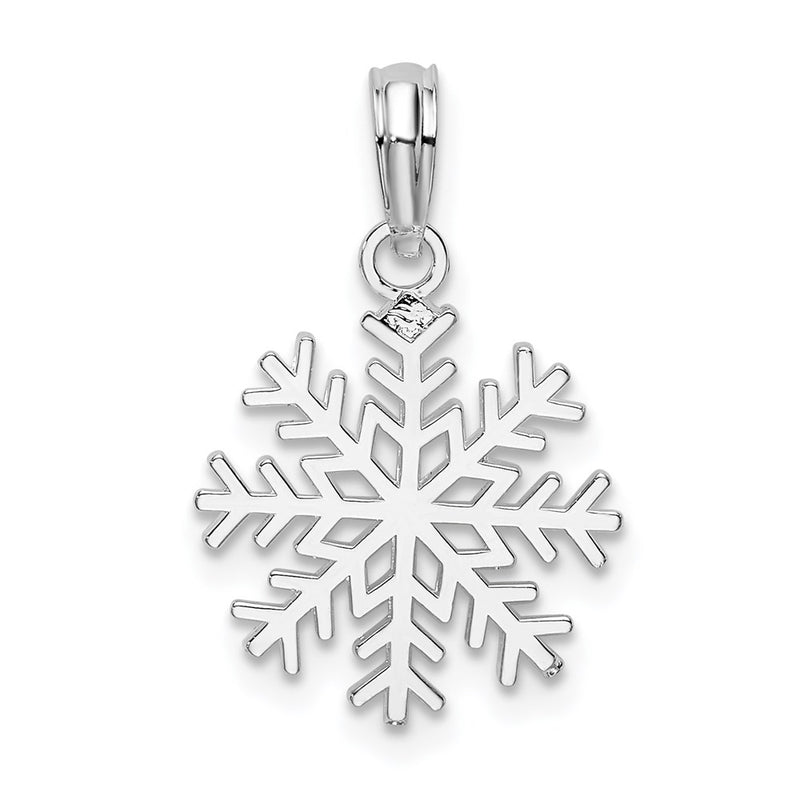 Sterling Silver De-Ani Rhodium-Plated Polished Cut-Out Snowflake Pendant