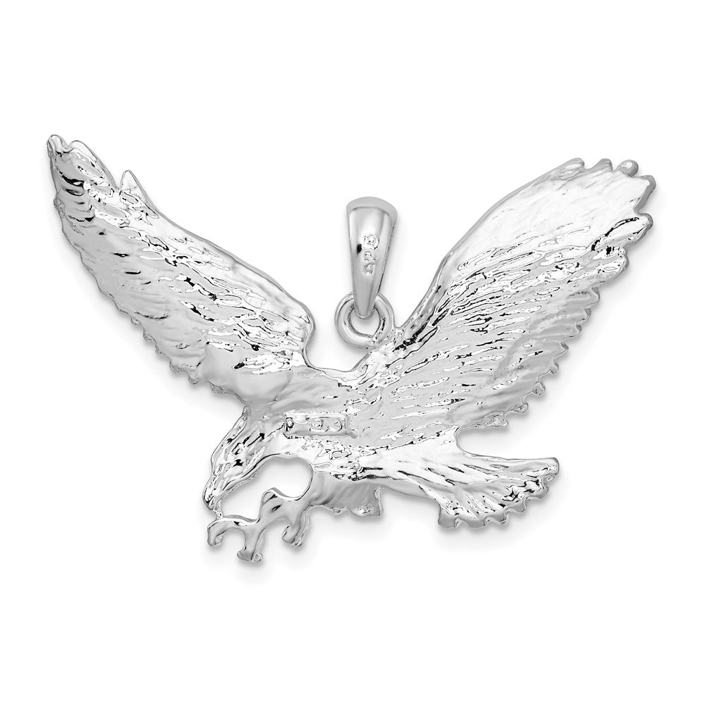 Sterling Silver De-Ani Rhodium-Plated Polished Flying Eagle Pendant