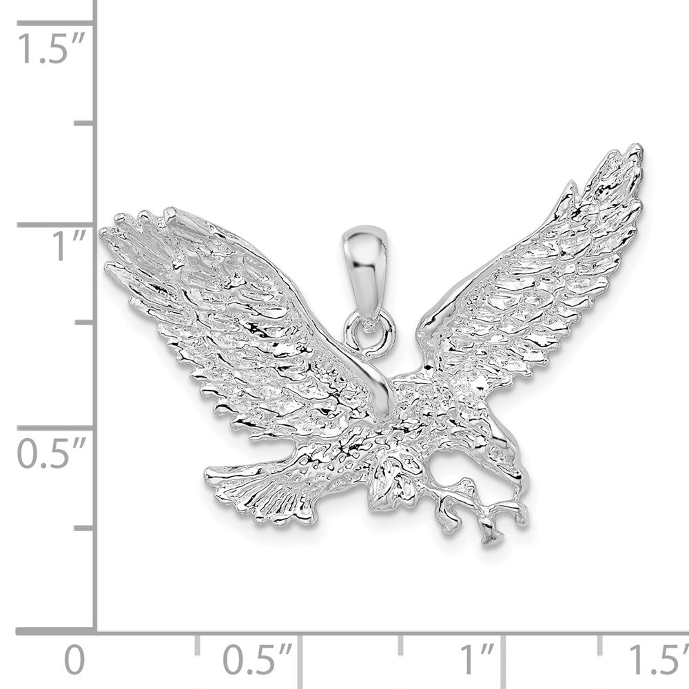 Sterling Silver De-Ani Rhodium-Plated Polished Flying Eagle Pendant