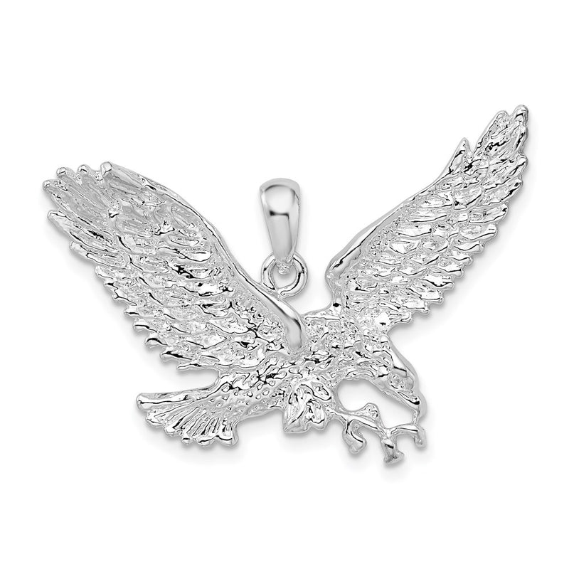 Sterling Silver De-Ani Rhodium-Plated Polished Flying Eagle Pendant