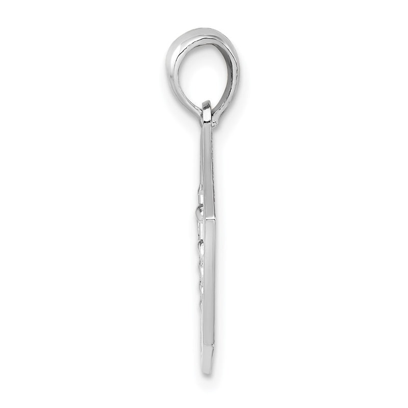 Sterling Silver De-Ani Rhodium-Plated Polished Caduceus Hexagon Disc Pendant