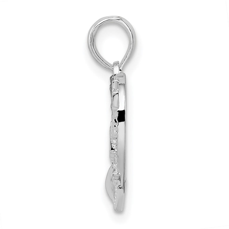 Sterling Silver De-Ani Rhodium-Plated #1 Grandma In Heart Pendant