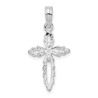 Sterling Silver De-Ani Rhodium-Plated Scalloped Edge Cut-Out Cross Pendant