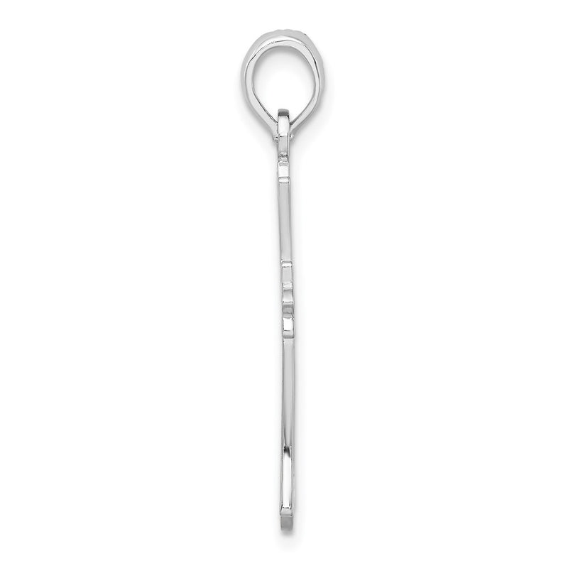 Sterling Silver De-Ani Rhodium-Plated Pointed Ends Cut-Out Cross Pendant