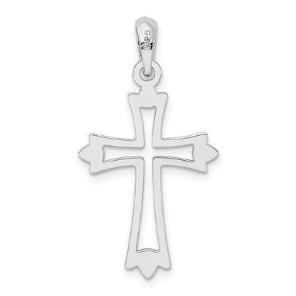 Sterling Silver De-Ani Rhodium-Plated Pointed Ends Cut-Out Cross Pendant