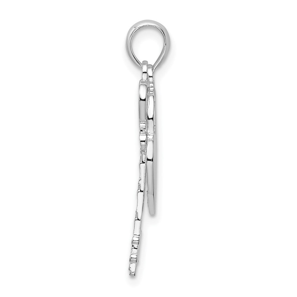 Sterling Silver De-Ani Rhodium-Plated Polished Moveable Key With Heart Lock Pendant
