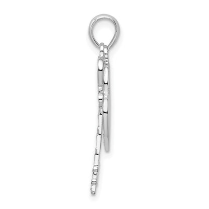 Sterling Silver De-Ani Rhodium-Plated Polished Moveable Key With Heart Lock Pendant