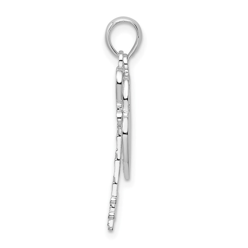 Sterling Silver De-Ani Rhodium-Plated Polished Moveable Key With Heart Lock Pendant