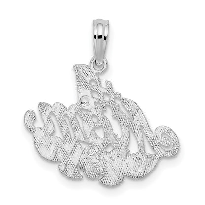 Sterling Silver De-Ani Rhodium-Plated Polished #1 Mom With Flower Pendant
