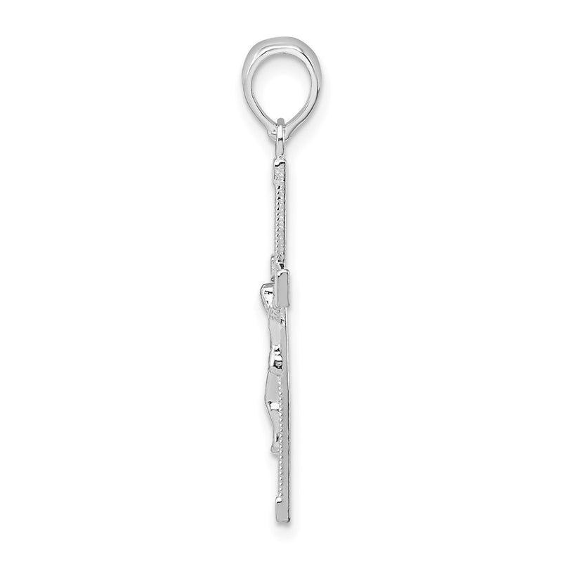 Sterling Silver De-Ani Rhodium-Plated Polished Latin Crucifix Pendant