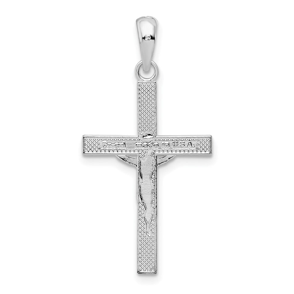 Sterling Silver De-Ani Rhodium-Plated Polished Latin Crucifix Pendant