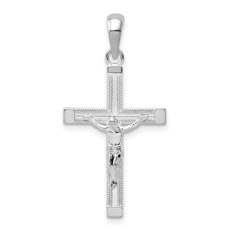 Sterling Silver De-Ani Rhodium-Plated Polished Latin Crucifix Pendant