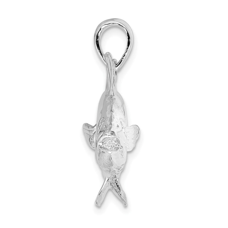 Sterling Silver De-Ani Rhodium-Plated Polished Skipjack Tuna Fish Pendant