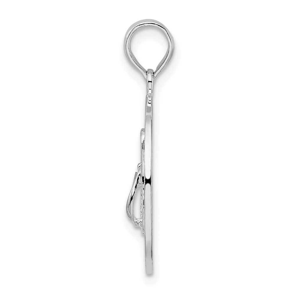 Sterling Silver De-Ani Rhodium-Plated Pentwater Michigan Circle With Flip Flop Pendant