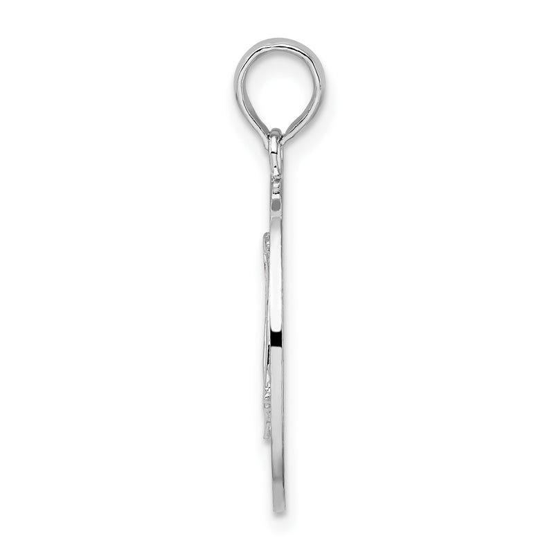Sterling Silver De-Ani Rhodium-Plated Pentwater Michigan Circle With Sailboat Pendant