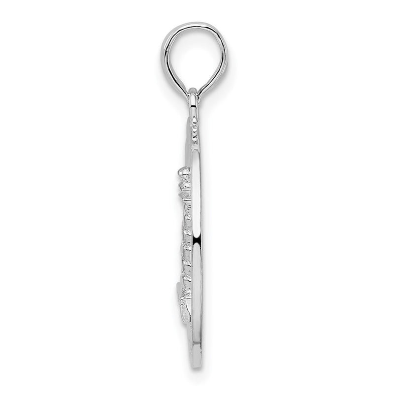 Sterling Silver De-Ani Rhodium-Plated Pentwater Michigan Circle With Lighthouse Pendant