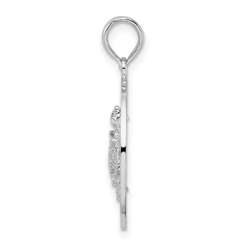 Sterling Silver De-Ani Rhodium-Plated Pentwater Michigan Circle With Turtle Pendant