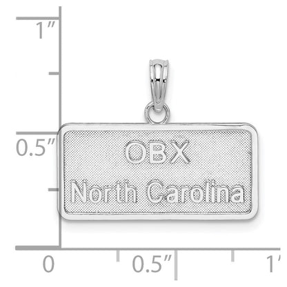 Sterling Silver De-Ani Rhodium-Plated Obx North Carolina License Plate Pendant
