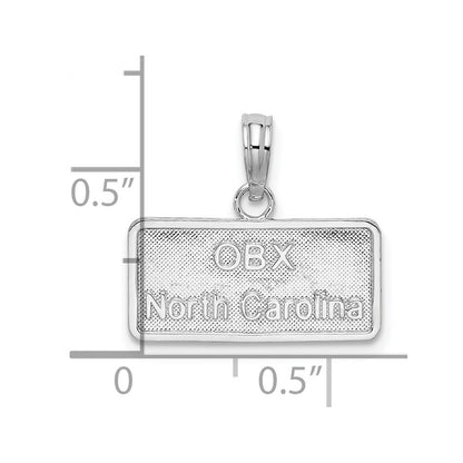 Sterling Silver De-Ani Rhodium-Plated Obx North Carolina License Plate Pendant