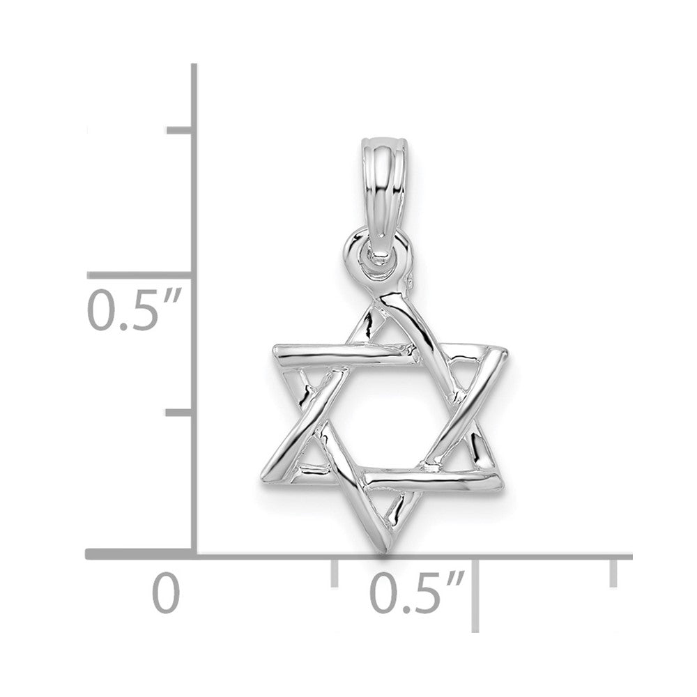 Sterling Silver Polished 3D Cut-Out Star of David Pendant