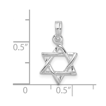 Sterling Silver Polished 3D Cut-Out Star of David Pendant