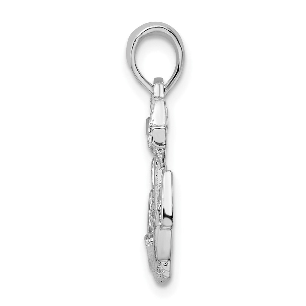Sterling Silver De-Ani Rhodium-Plated Polished Anchor With Rope Pendant