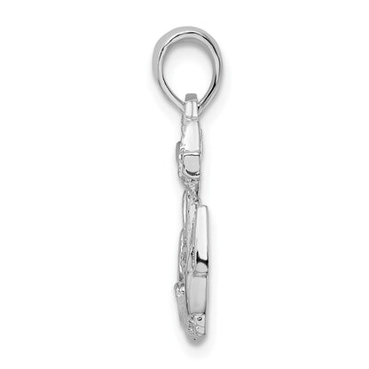 Sterling Silver De-Ani Rhodium-Plated Polished Anchor With Rope Pendant