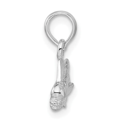 Sterling Silver De-Ani Rhodium-Plated Polished Mahi-Mahi Fish Pendant