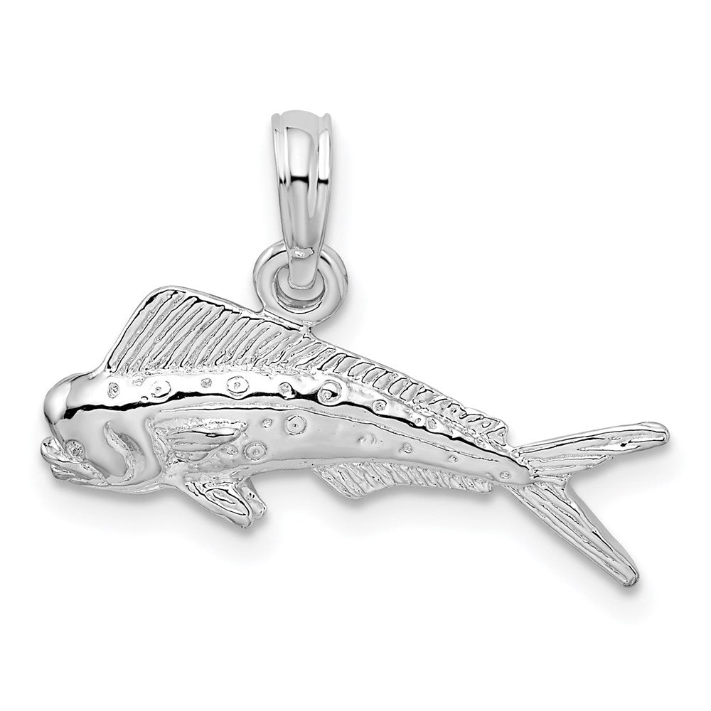 Sterling Silver De-Ani Rhodium-Plated Polished Mahi-Mahi Fish Pendant