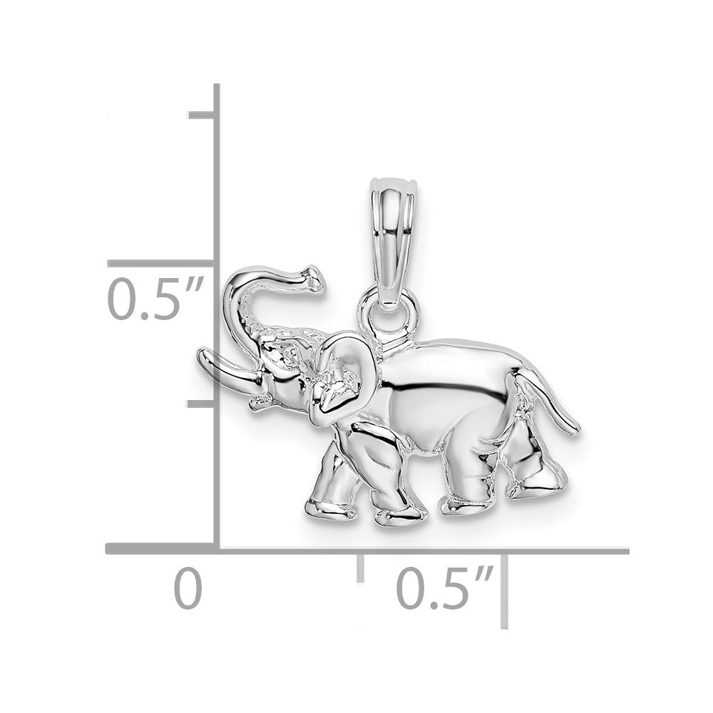 Sterling Silver De-Ani Rhodium-Plated Polished Elephant Pendant