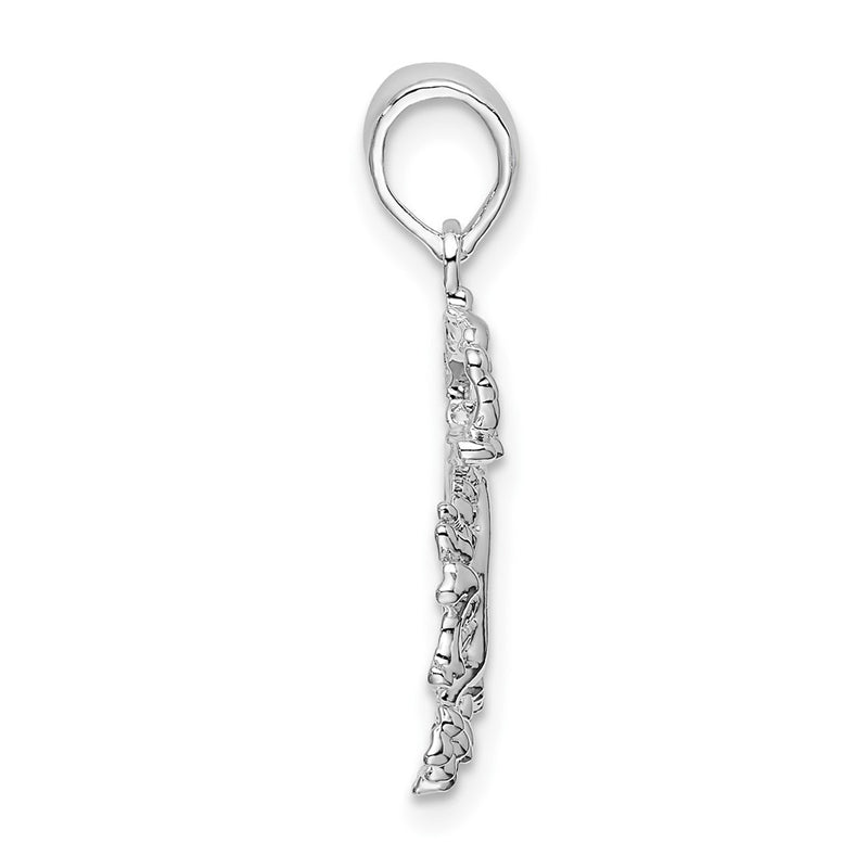 Sterling Silver De-Ani Rhodium-Plated Polished Small Dragon Pendant