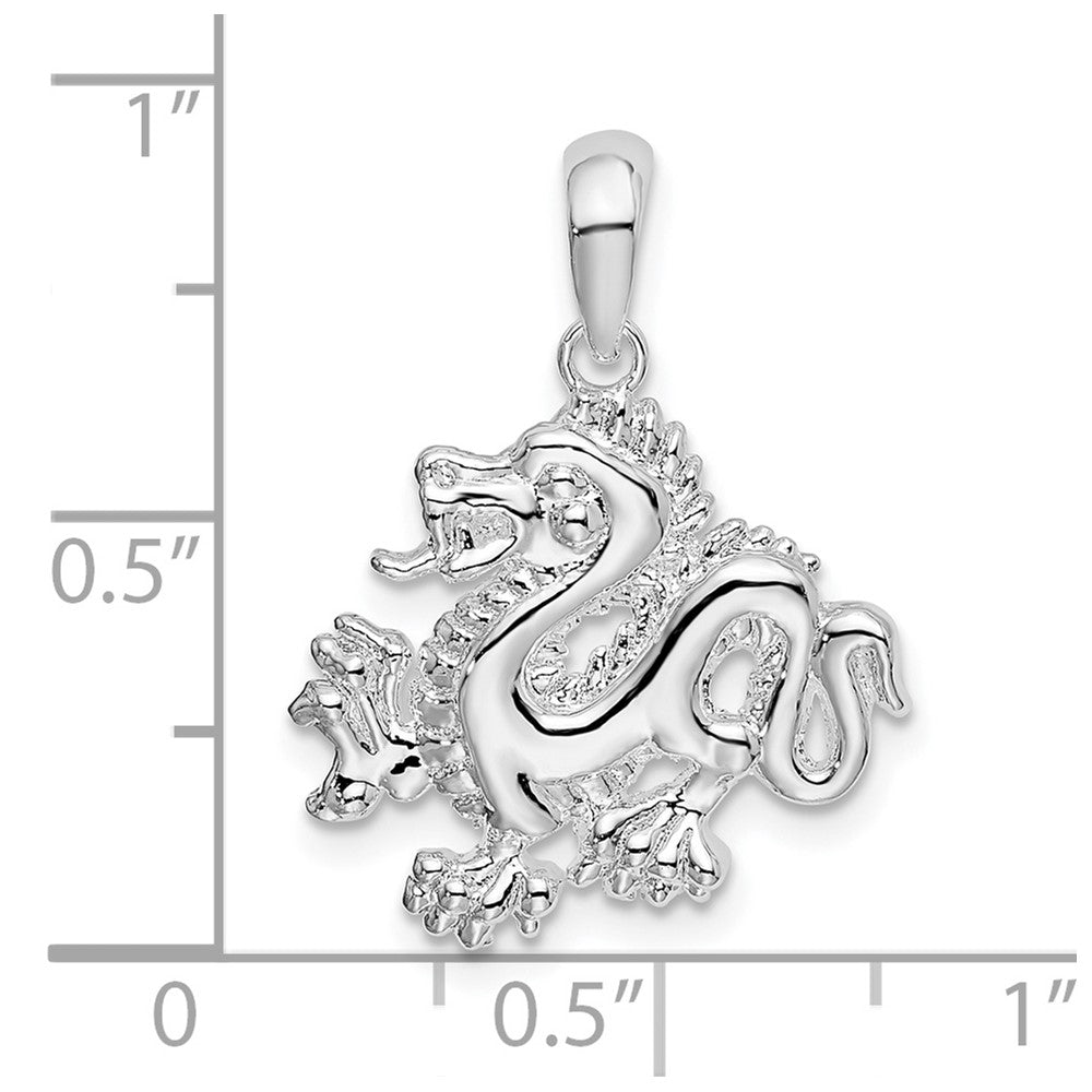 Sterling Silver De-Ani Rhodium-Plated Polished Small Dragon Pendant