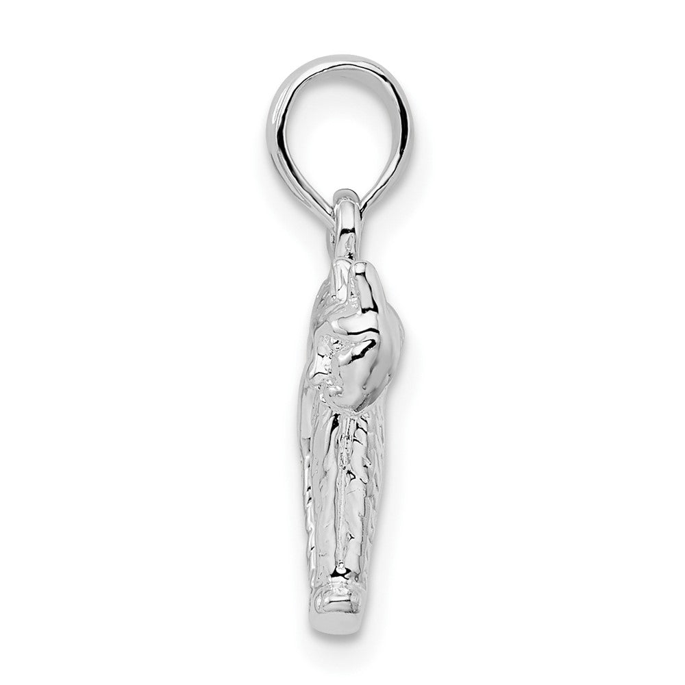 Sterling Silver De-Ani Rhodium-Plated Textured 3D Cat With Arched Back Pendant