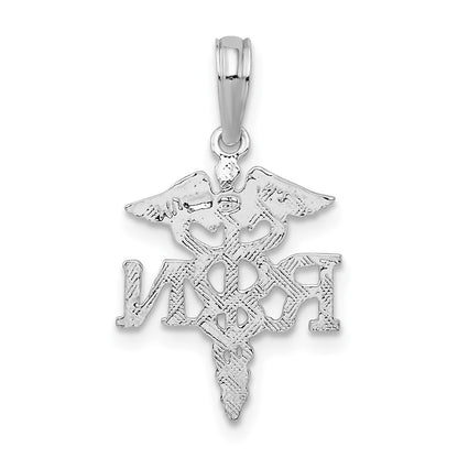 Sterling Silver De-Ani Rhodium-Plated Polished Rn Caduceus Pendant