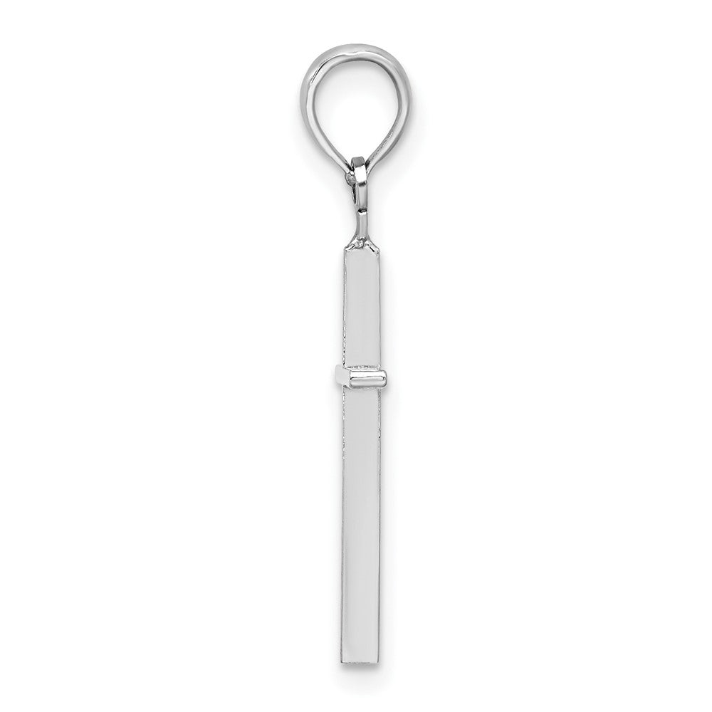 Sterling Silver De-Ani Rhodium-Plated Polished Thin Latin Cross Pendant