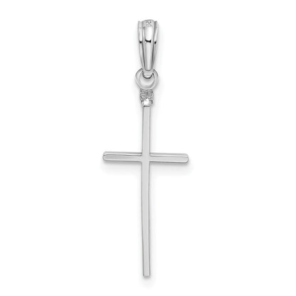 Sterling Silver De-Ani Rhodium-Plated Polished Thin Latin Cross Pendant