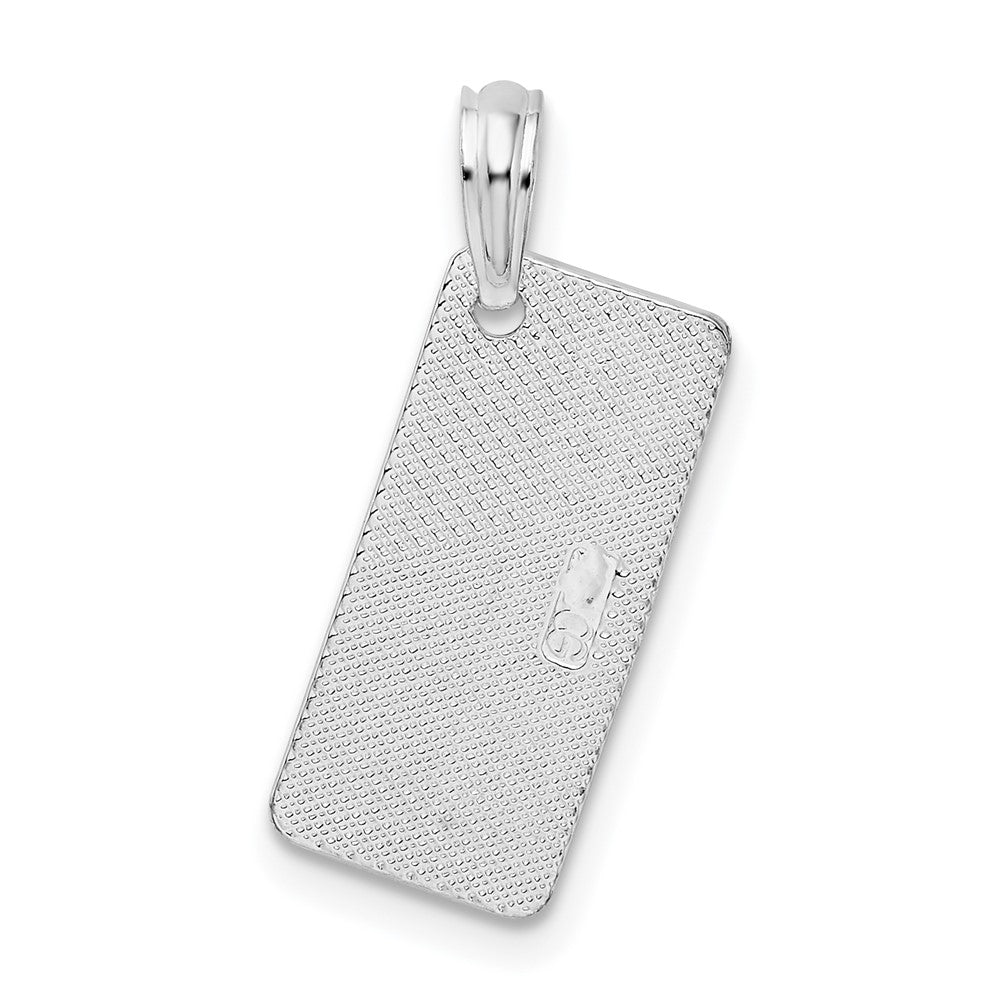 Sterling Silver De-Ani Rhodium-Plated Small Florida Sanibel License Plate Pendant