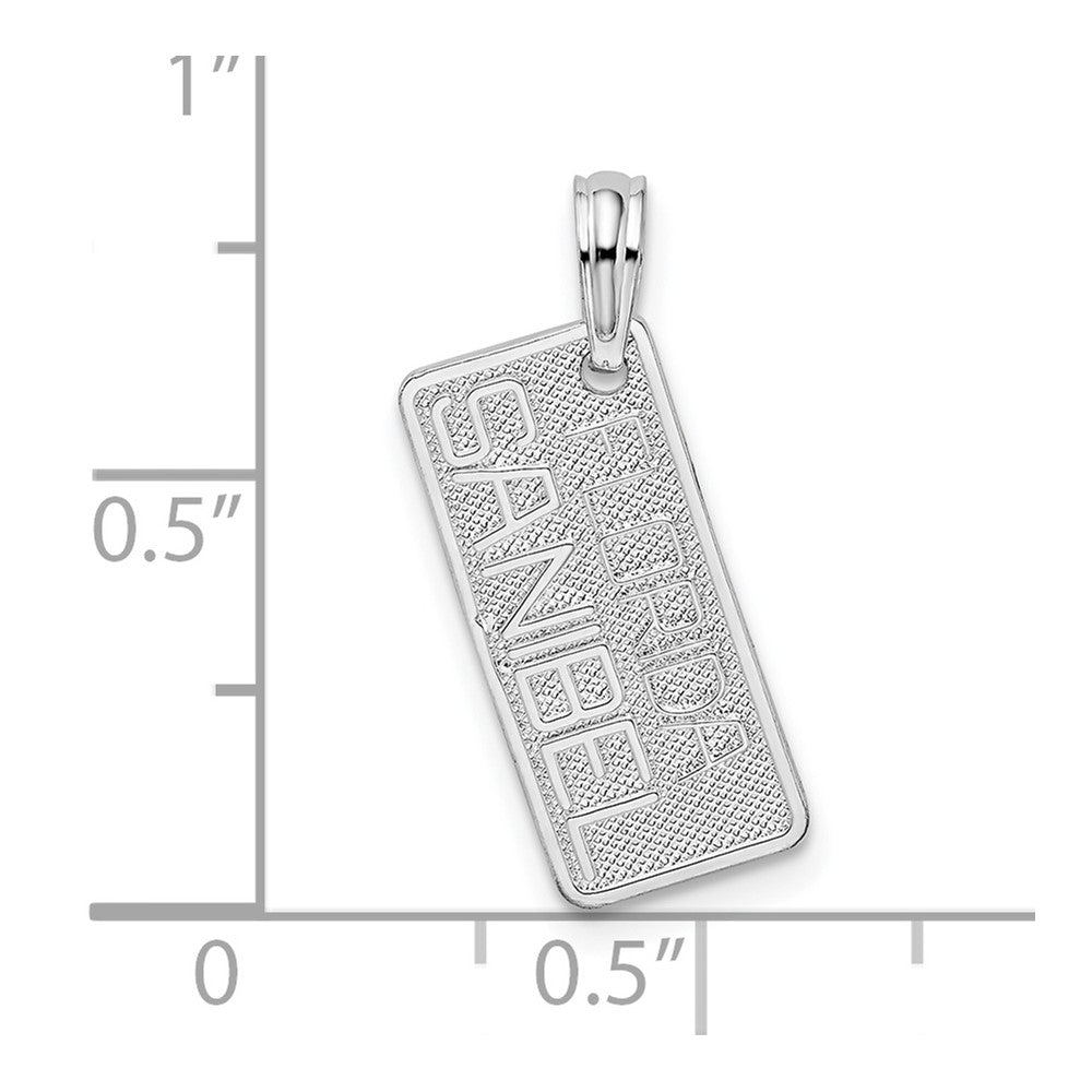 Sterling Silver De-Ani Rhodium-Plated Small Florida Sanibel License Plate Pendant
